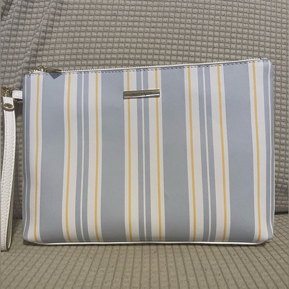 Nanette Lepore Handbags - Nanette  lepore Gray and‎ Yellow Clutch with Wristlet